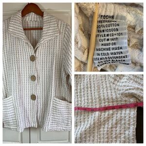 Focus Coat Women Large Textured Earthy Boho‎ Chic Artsy Summer Neutral Lagenlook